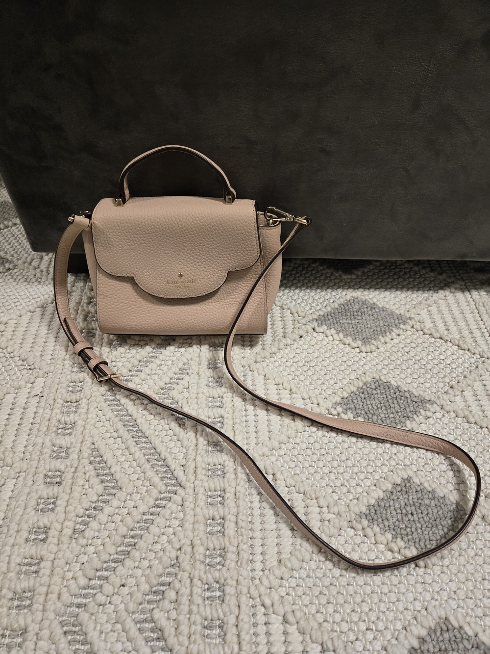 kate spade Pebble Leather Top-Handle Crossbody in Blush
